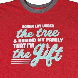 Jadelynn Brooke Christmas Graphic Long Sleeve‎ Shirt Red Gray L "The Gift"